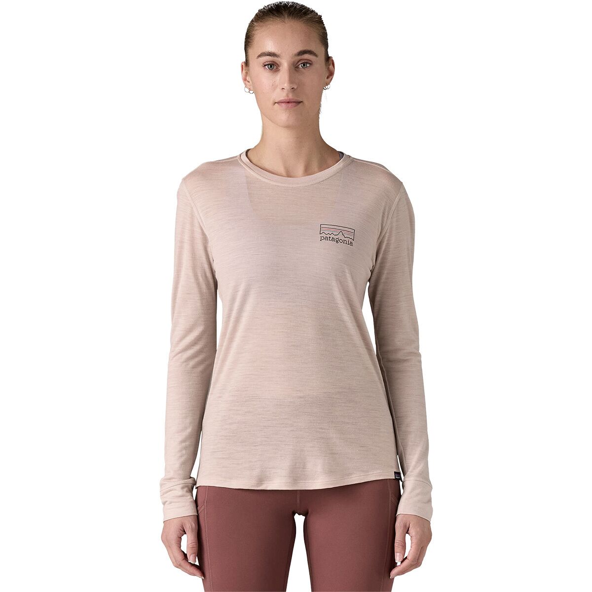 Image of Patagonia Capilene Cool Merino Blend Long-Sleeve Shirt - Women's Fitz Roy Strata: Shroom Taupe, S