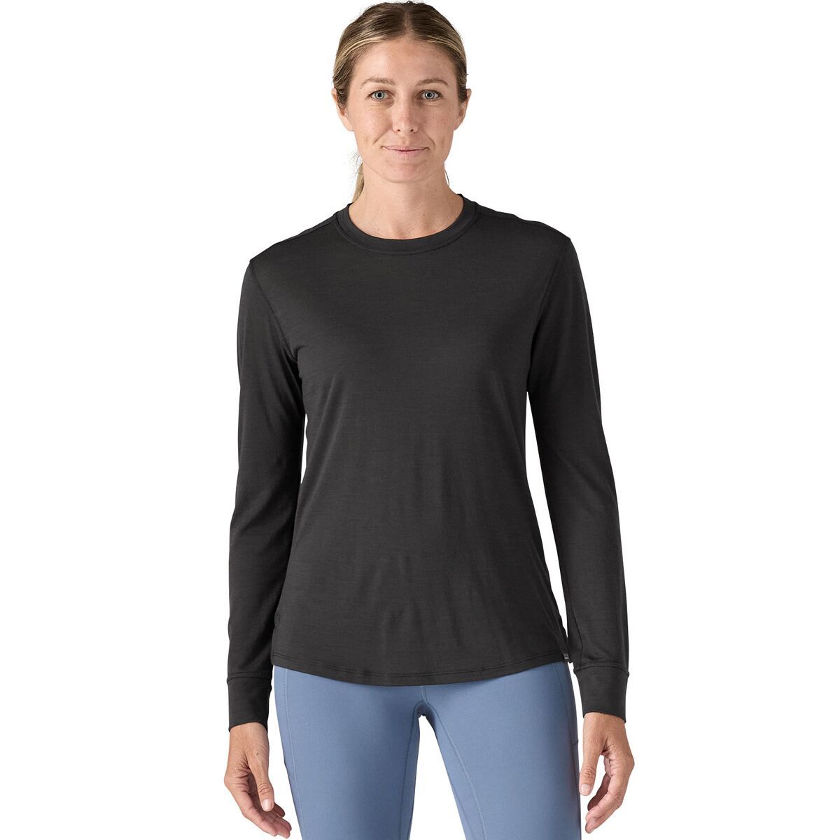 Image of Patagonia Cap Cool Merino Blend Long-Sleeve Shirt - Women's Black, M