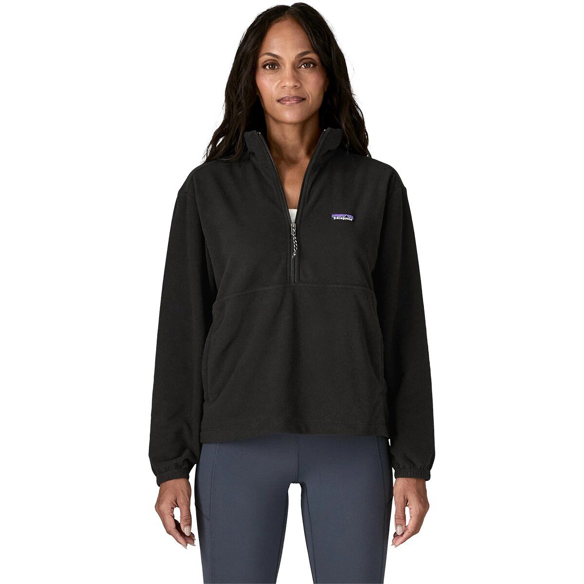 Image of Patagonia Micro D 1/2-Zip Fleece Pullover - Women's Black, XS