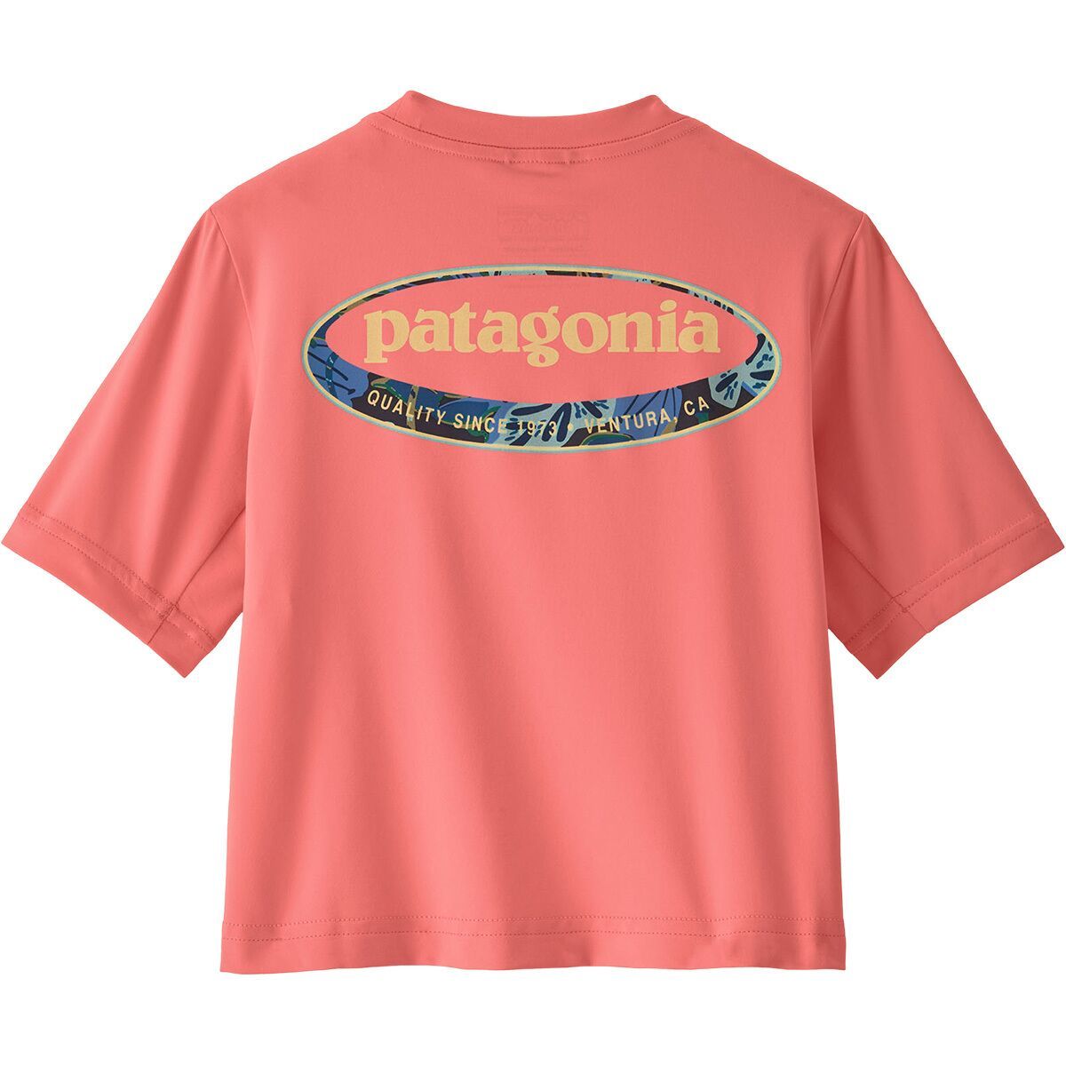 Image of Patagonia Baby Capilene Silkweight T-Shirt - Infants '95 Oval Logo Tropiclimb: Pickled Pink, 12M