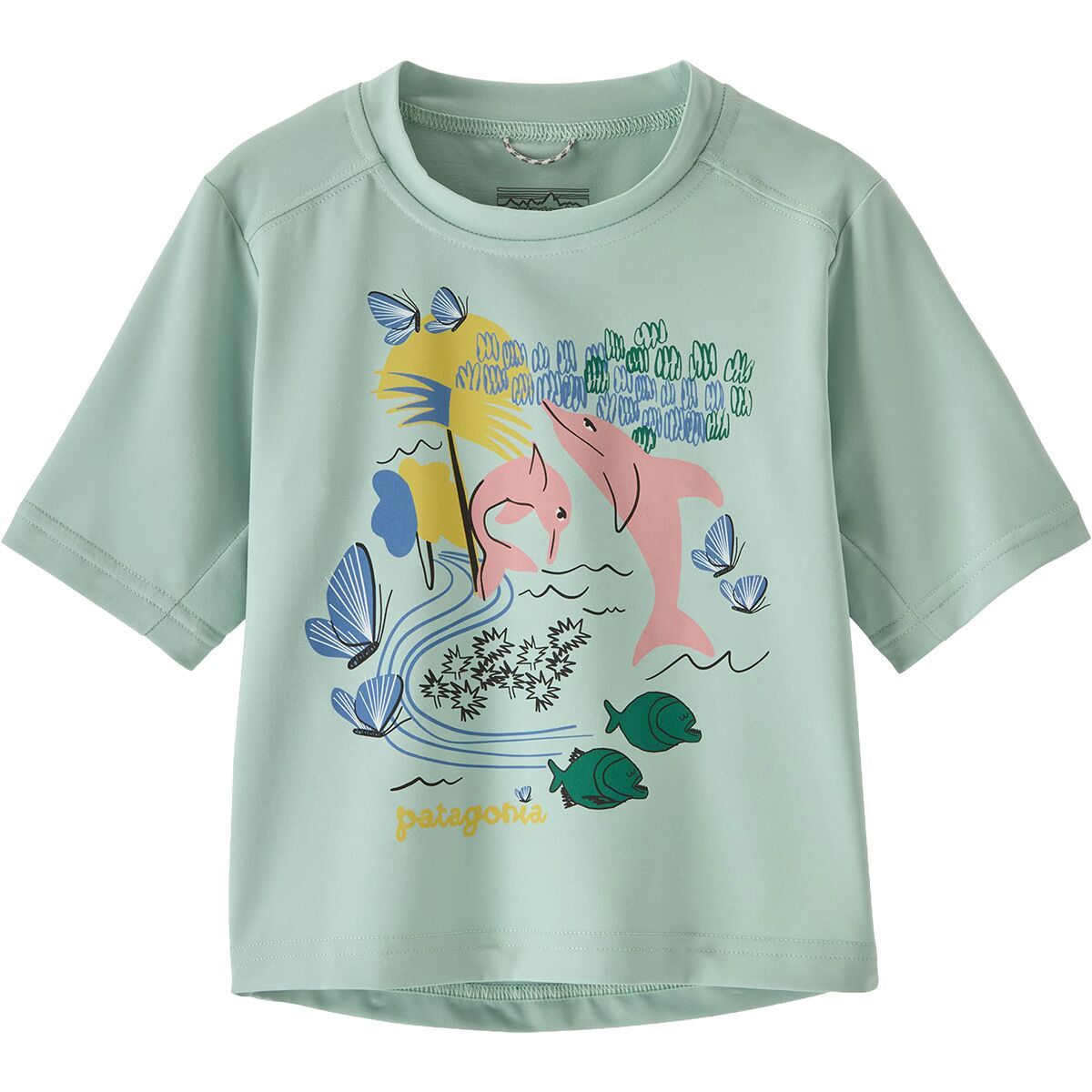 Image of Patagonia Baby Capilene Silkweight T-Shirt - Toddlers' Pink Dolphins: Thin Ice, 2T