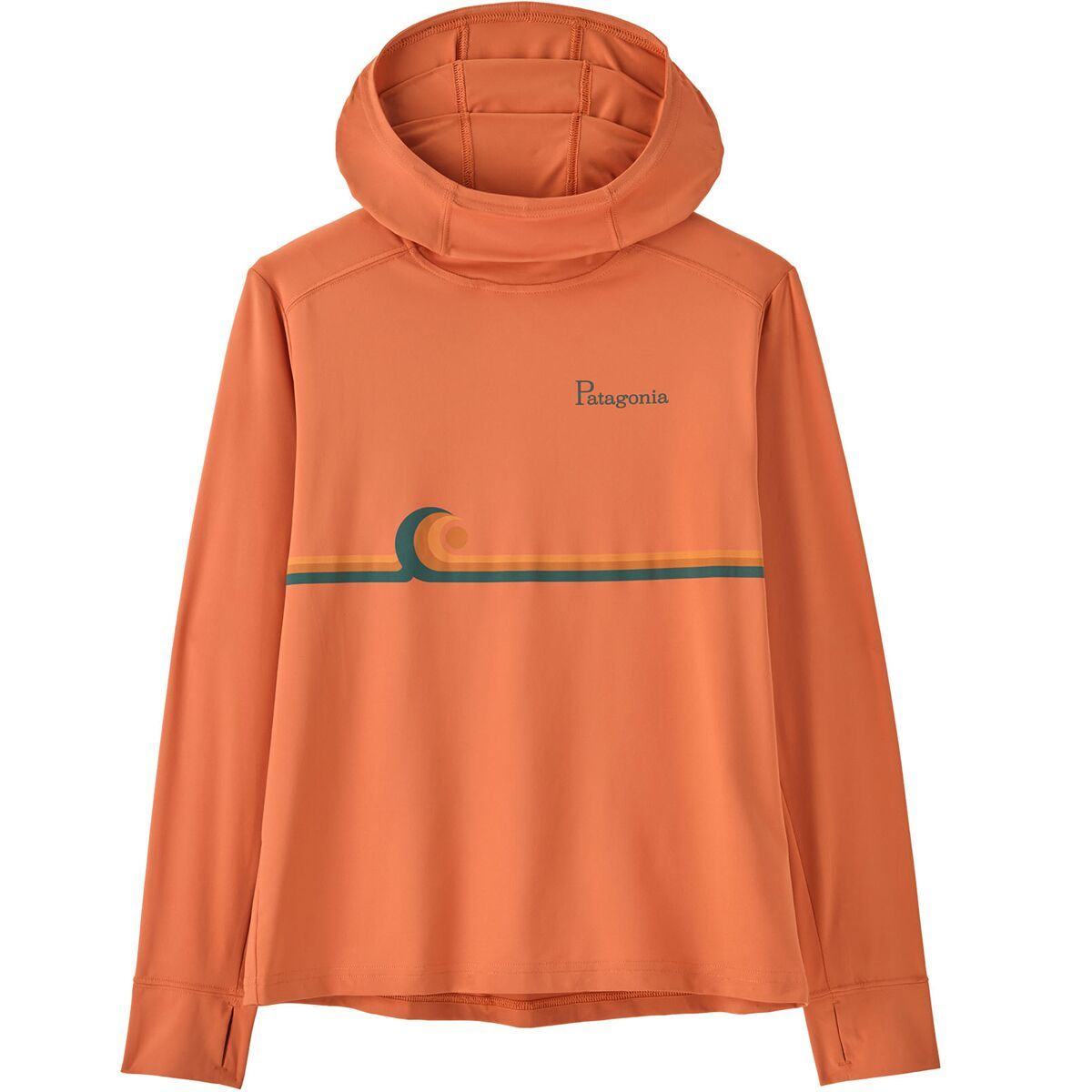 Image of Patagonia Capilene Silkweight Hoodie - Kids' Swelldrifter Stripe: Rock Melon, L