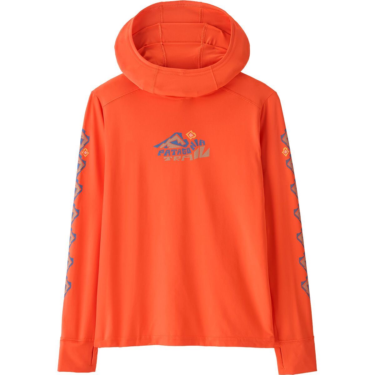 Image of Patagonia Capilene Silkweight Hoodie - Kids' Trailcheck: Orange Peel, M