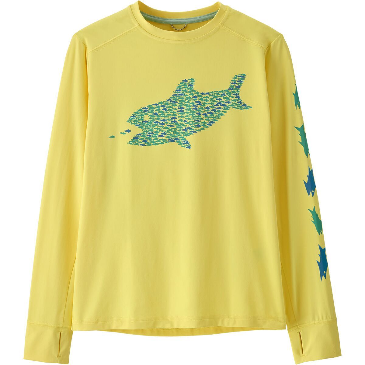 Image of Patagonia Capilene Silkweight Long-Sleeve T-Shirt - Kids' Eat the Bait: Lemon Zest, XXL