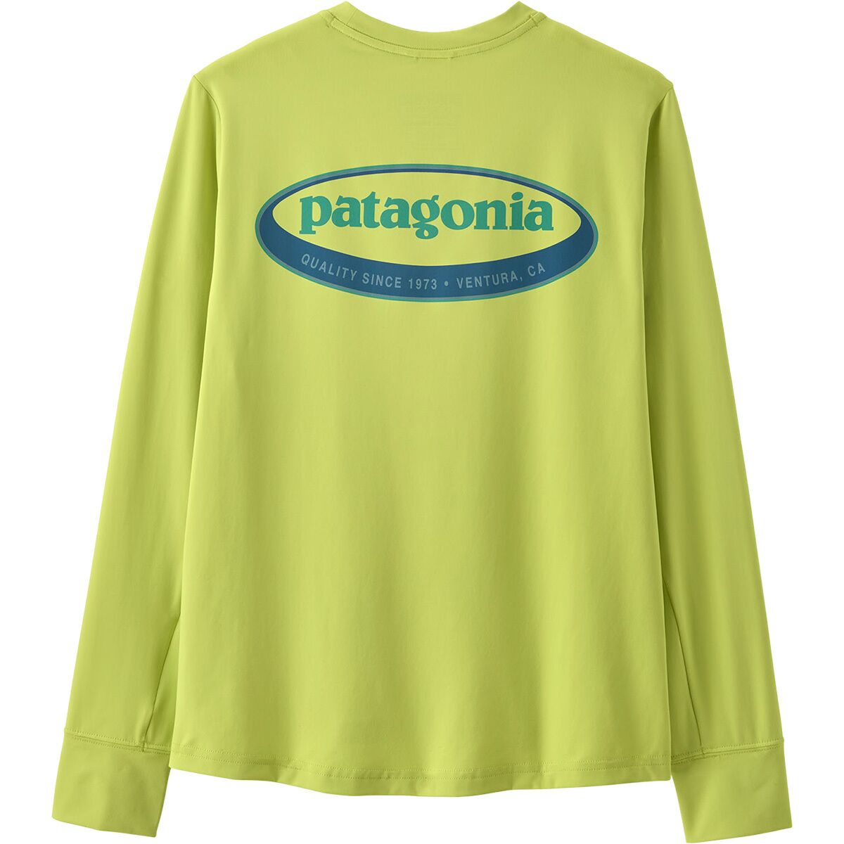 Image of Patagonia Capilene Silkweight Long-Sleeve T-Shirt - Kids' '95 Oval Logo: Celery Green, S