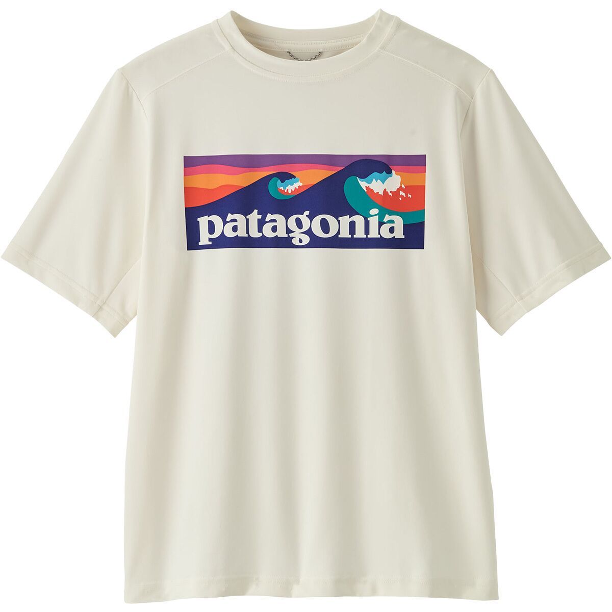 Image of Patagonia Capilene Silkweight T-Shirt - Kids' Boardshort Logo: White, S