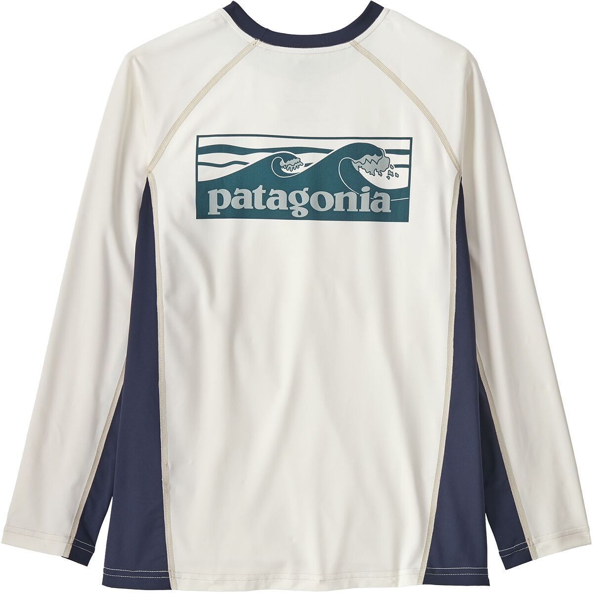 Image of Patagonia Capilene Silkweight Long-Sleeve Rashguard - Kids' Boardshort Logo Tones: White, M