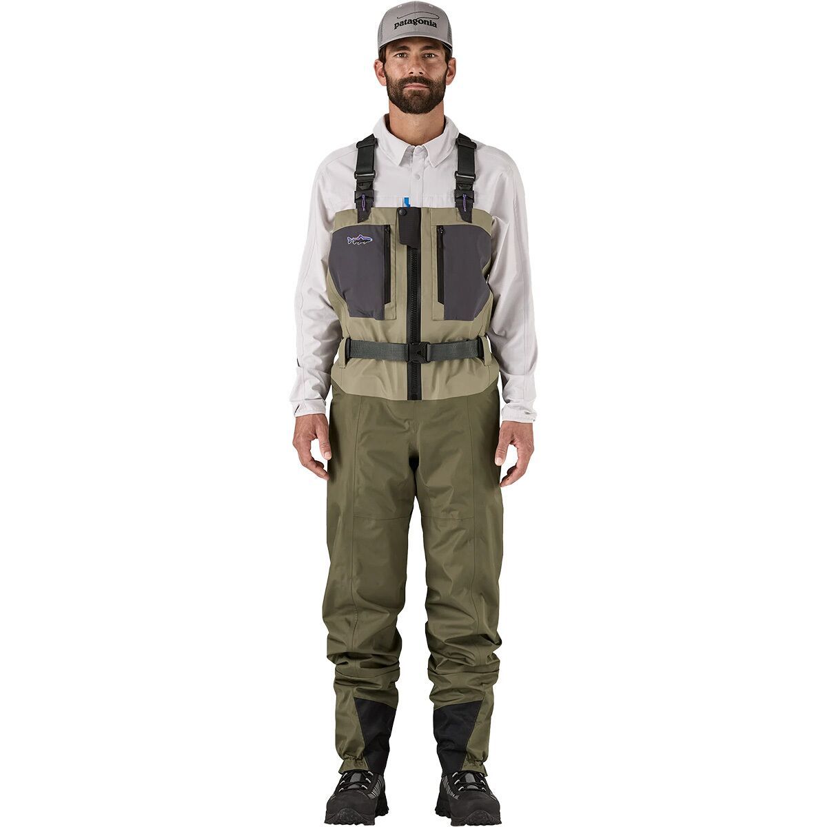 Image of Patagonia Swiftcurrent Traverse Zip Front Waders - Men's River Rock Green, MLM