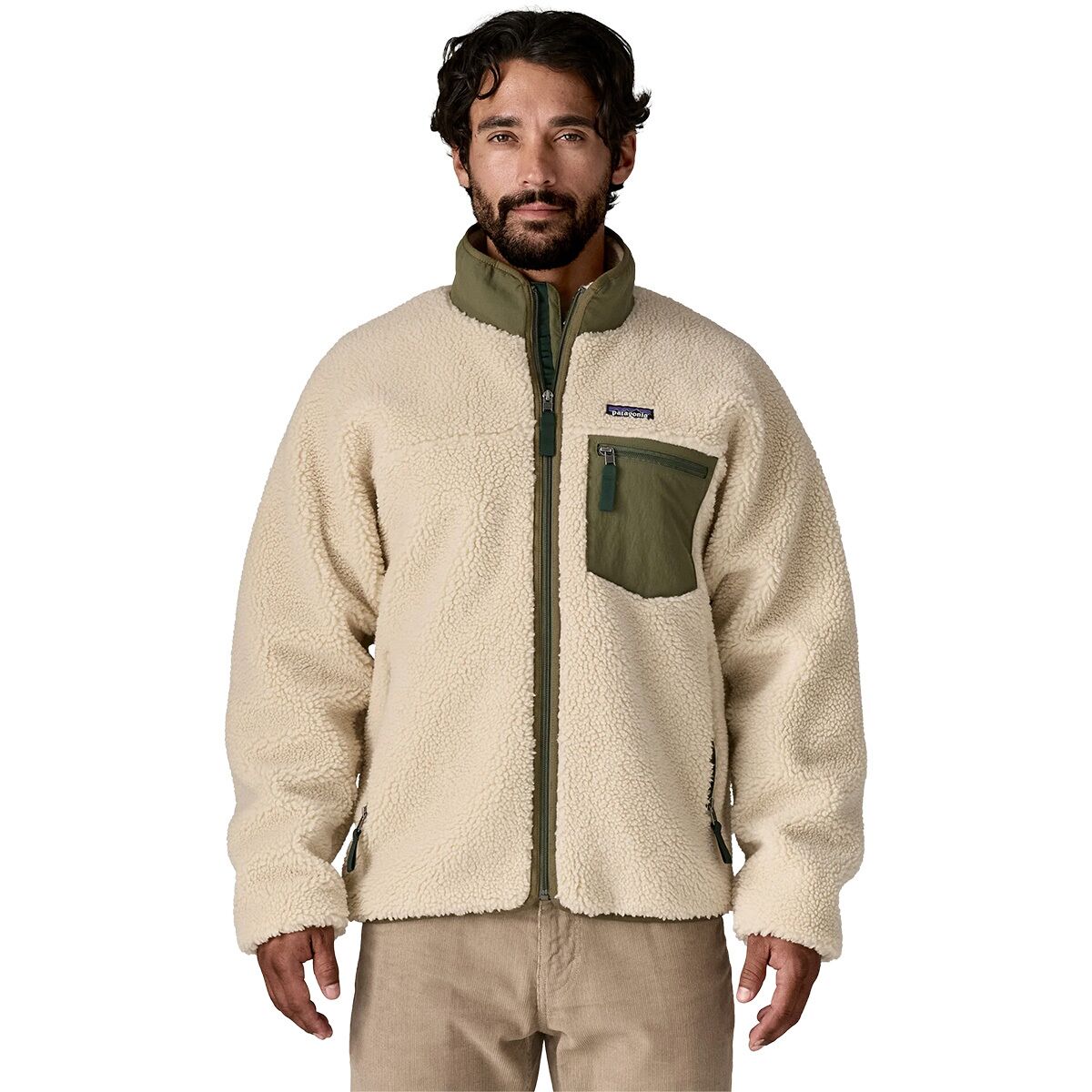 Image of Patagonia Classic Retro-X Jacket - Men's Dark Natural/Basin Green, S