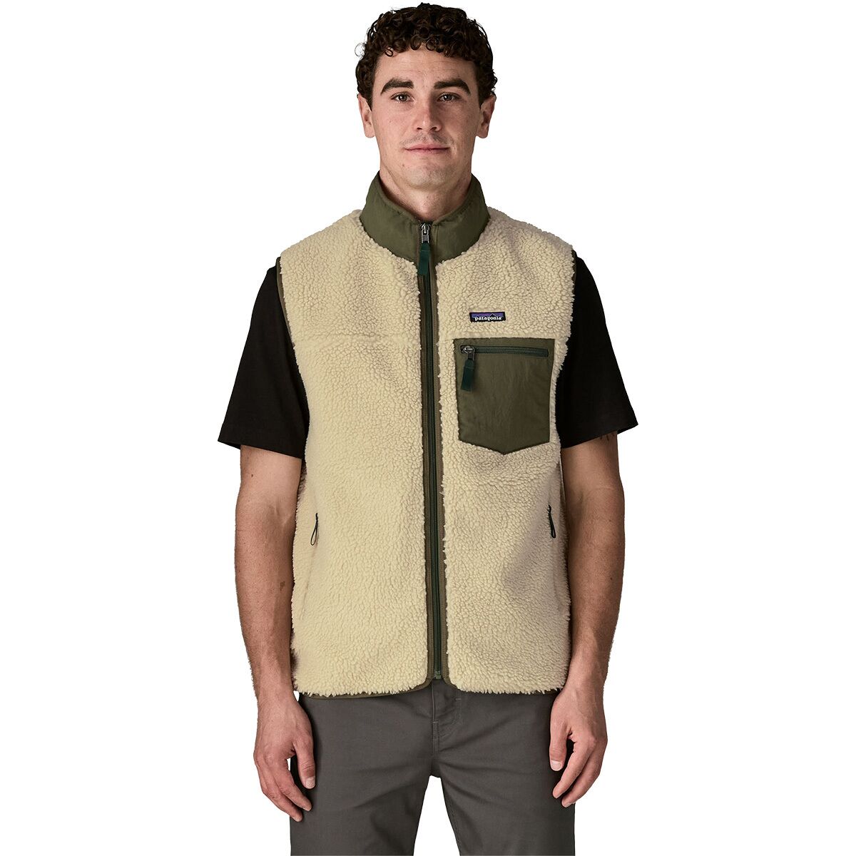Image of Patagonia Classic Retro-X Vest - Men's Dark Natural/Basin Green, M