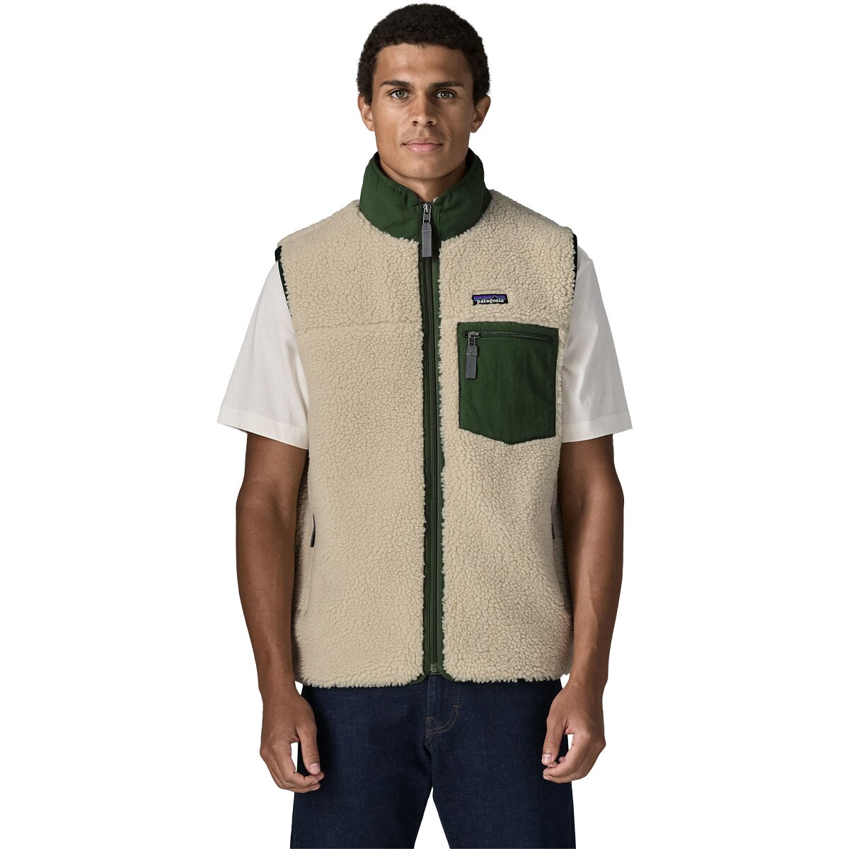 Image of Patagonia Classic Retro-X Vest - Men's Dark Natural w/Treeline Green, M