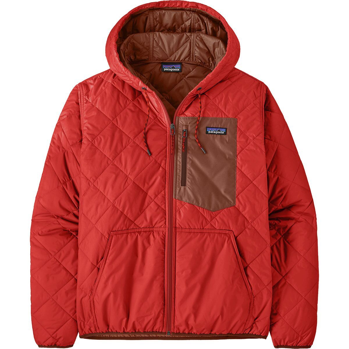 Image of Patagonia Diamond Quilted Bomber Hooded Jacket - Men's Amanita Red, M