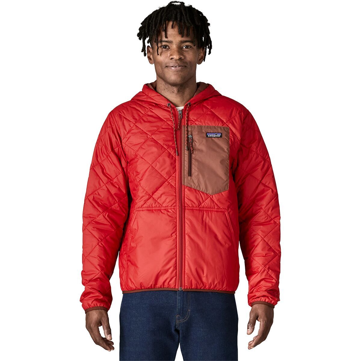 Image of Patagonia Diamond Quilted Bomber Hooded Jacket - Men's Amanita Red, L