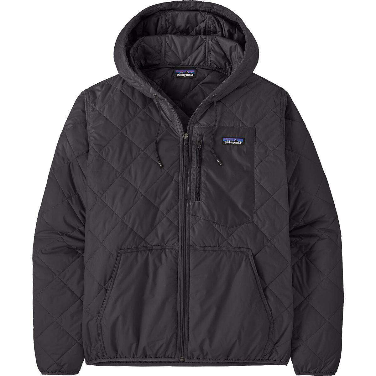 Image of Patagonia Diamond Quilted Bomber Hooded Jacket - Men's Black, M
