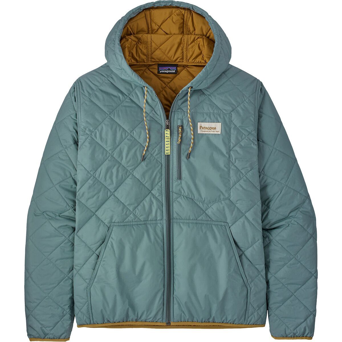Image of Patagonia Diamond Quilted Bomber Hooded Jacket - Men's Blue Sage, S