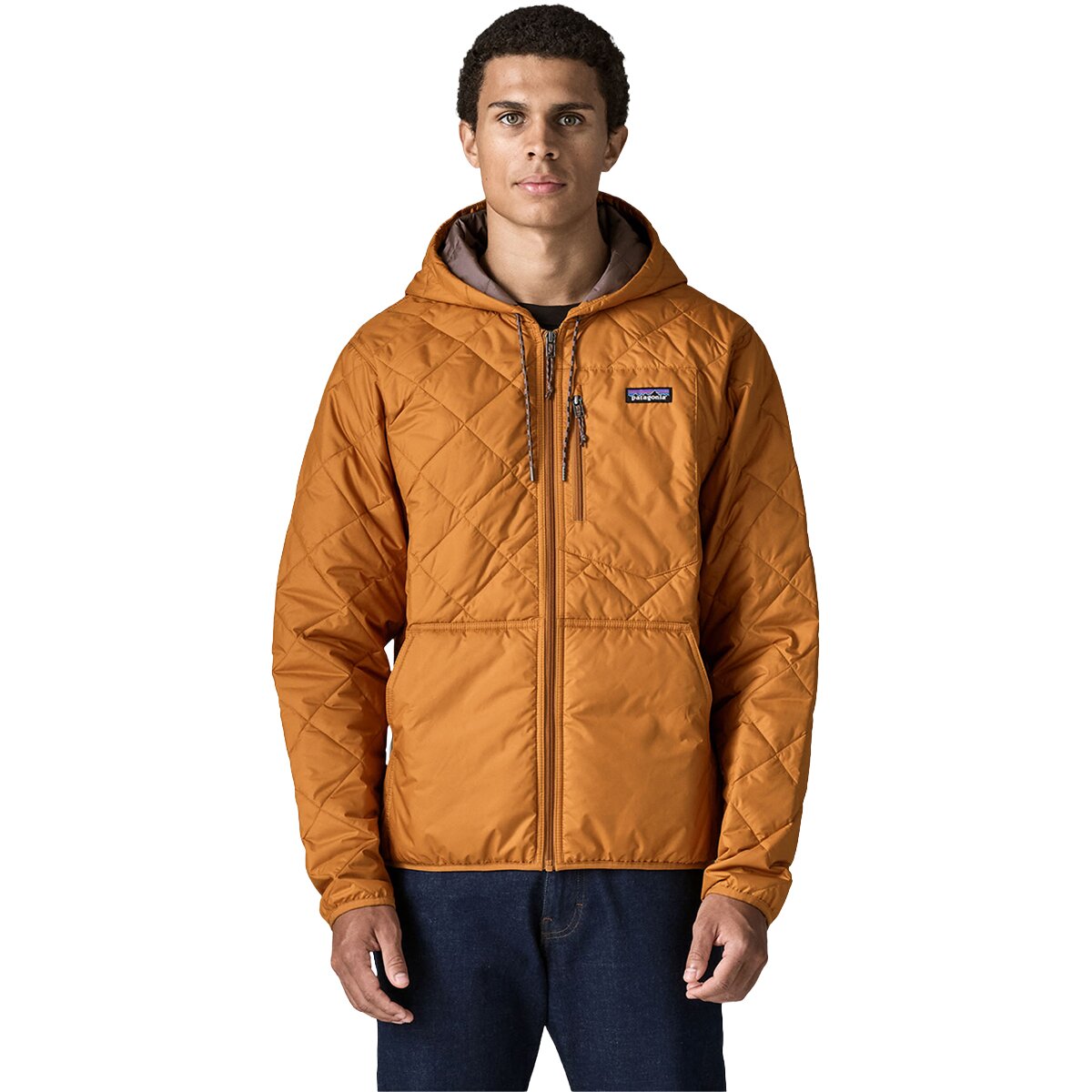 Image of Patagonia Diamond Quilted Bomber Hooded Jacket - Men's Cinnamon Brown, M