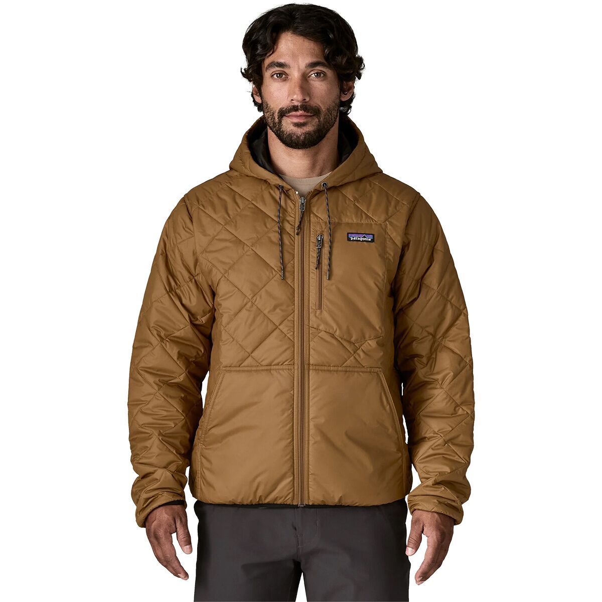 Image of Patagonia Diamond Quilted Bomber Hooded Jacket - Men's Deer Brown, XXL