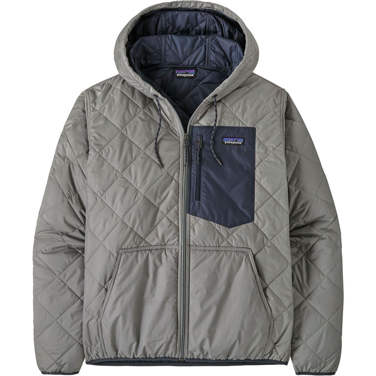 Image of Patagonia Diamond Quilted Bomber Hooded Jacket - Men's Forever Grey, L