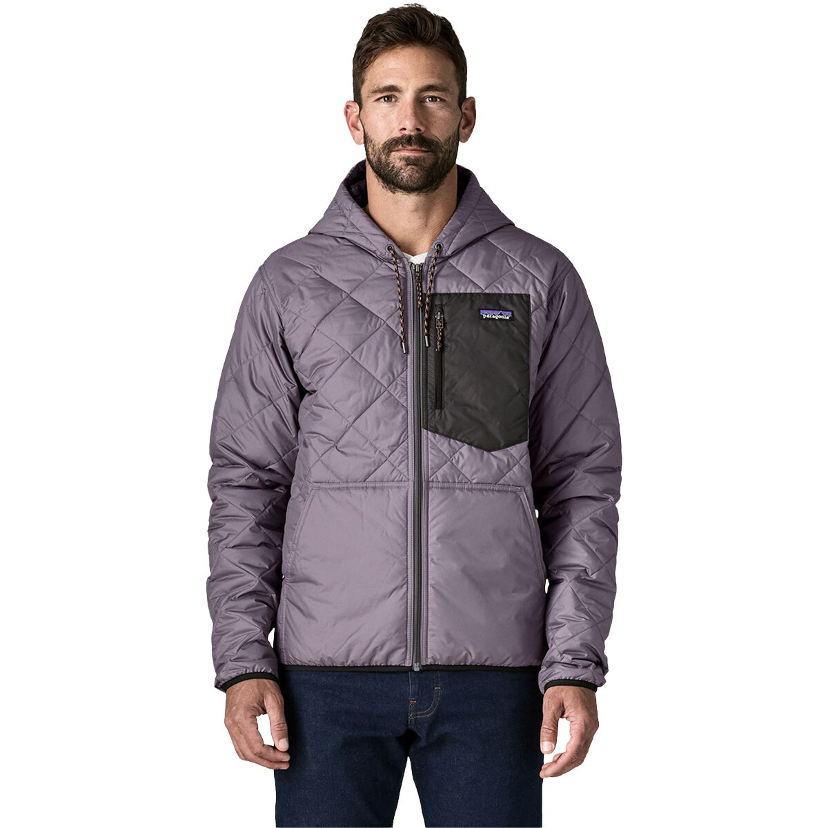 Image of Patagonia Diamond Quilted Bomber Hooded Jacket - Men's May Grey, XL