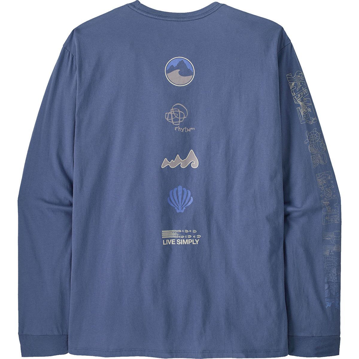 Image of Patagonia Long Way Round Organic Long-Sleeve T-Shirt - Men's Current Blue, XXL