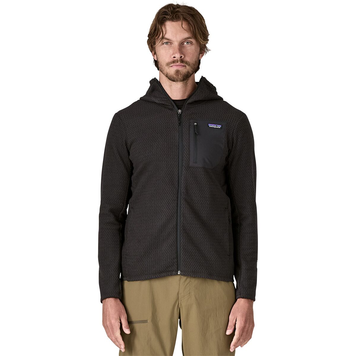 Image of Patagonia R1 Air Full-Zip Hooded Jacket - Men's Black, L