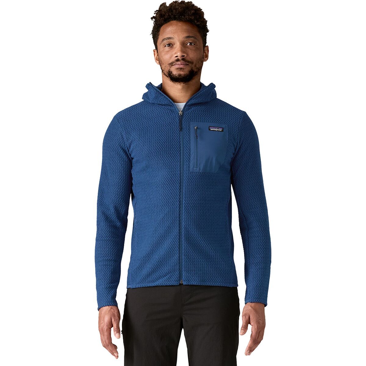 Image of Patagonia R1 Air Full-Zip Hooded Jacket - Men's Clement Blue, M