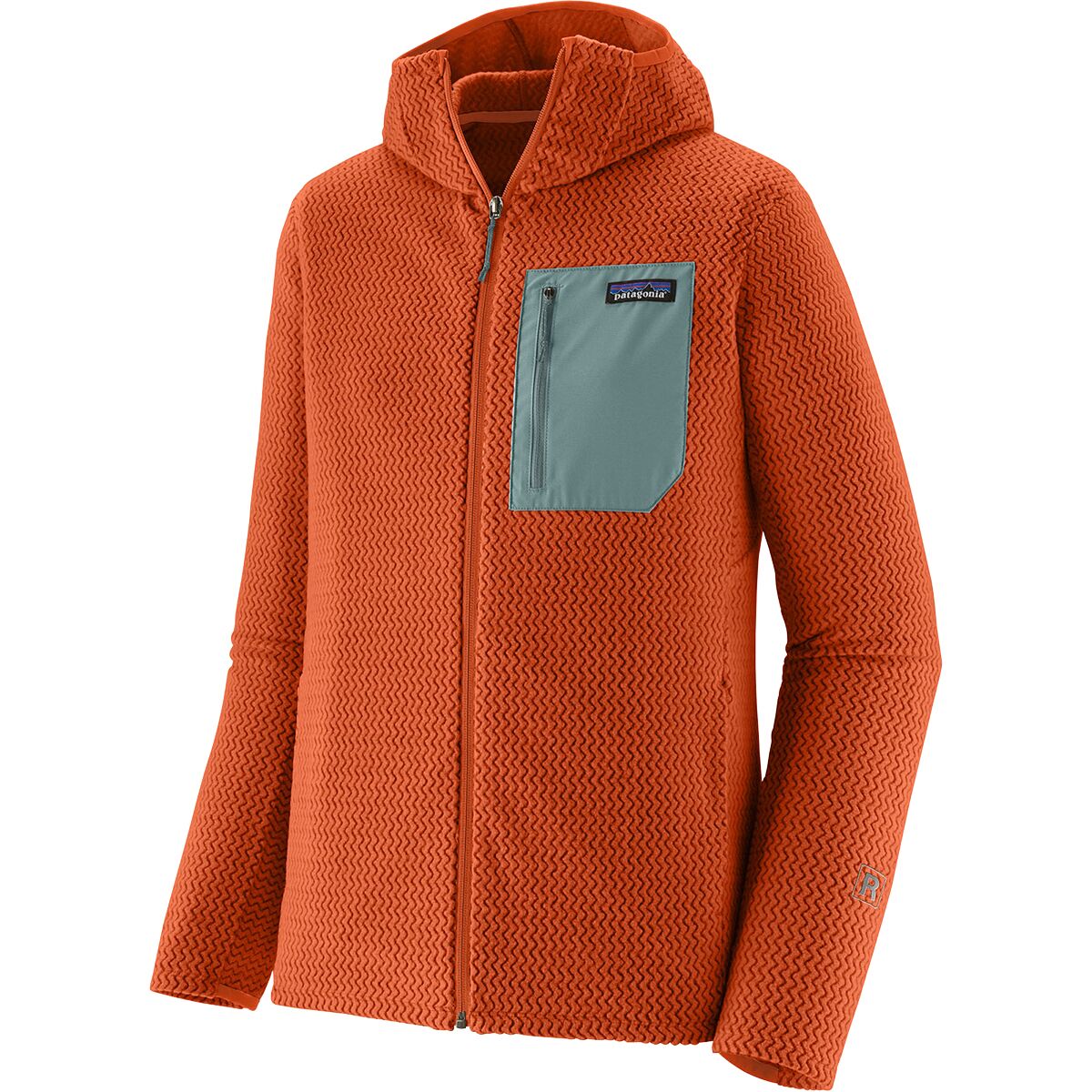 Image of Patagonia R1 Air Full-Zip Hooded Jacket - Men's Coal Orange, XXL
