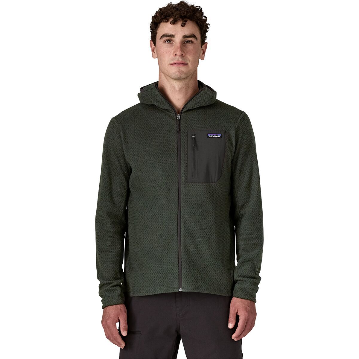 Image of Patagonia R1 Air Full-Zip Hooded Jacket - Men's Old Growth Green, XXL