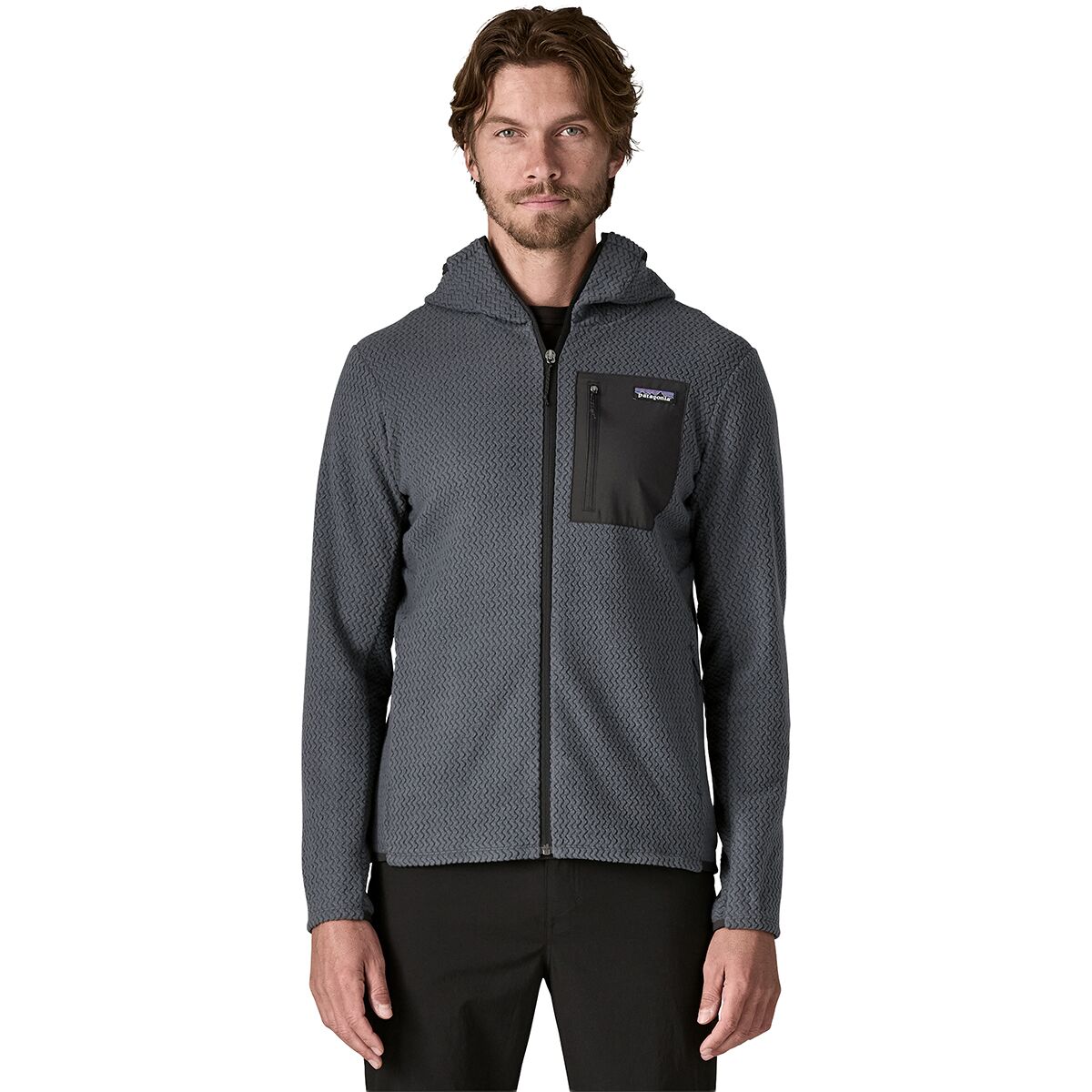 Image of Patagonia R1 Air Full-Zip Hooded Jacket - Men's Smolder Blue, XL