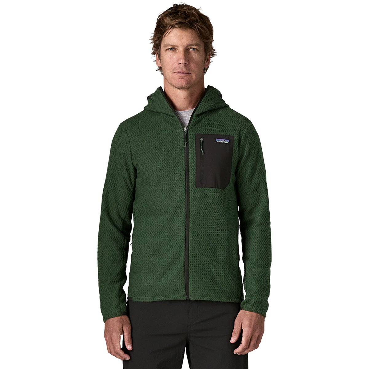 Image of Patagonia R1 Air Full-Zip Hooded Jacket - Men's Treeline Green, L
