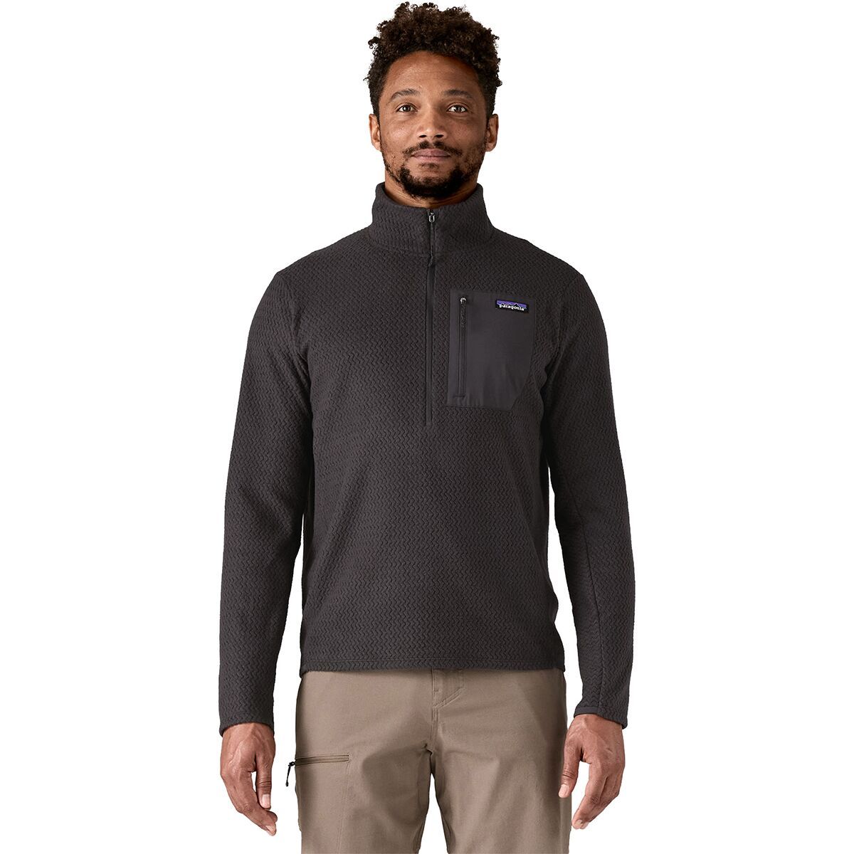Image of Patagonia R1 Air Zip-Neck Top - Men's Black, L