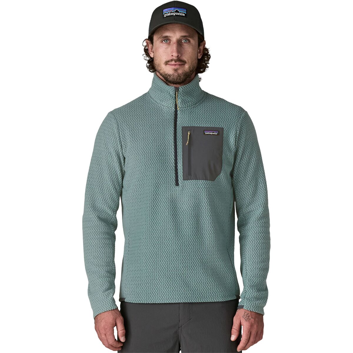 Image of Patagonia R1 Air Zip-Neck Fleece Pullover - Men's Blue Sage, L