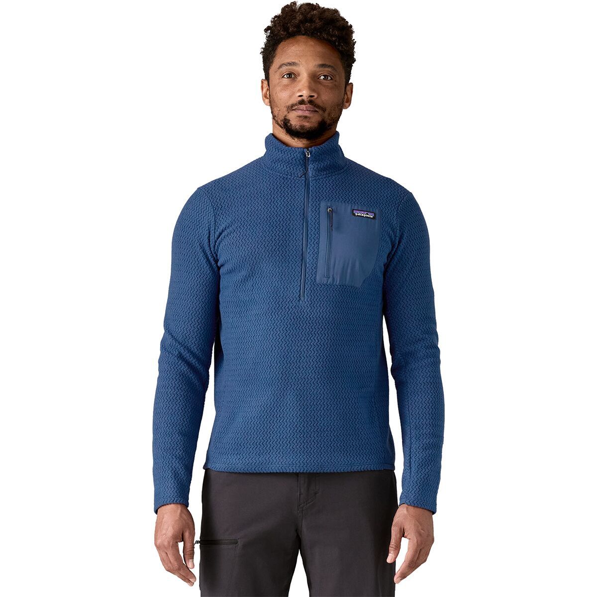 Image of Patagonia R1 Air Zip-Neck Top - Men's Clement Blue, S