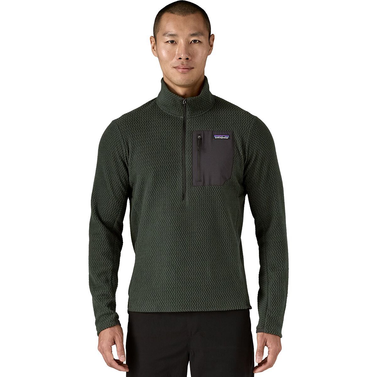 Image of Patagonia R1 Air Zip-Neck Top - Men's Old Growth Green, M