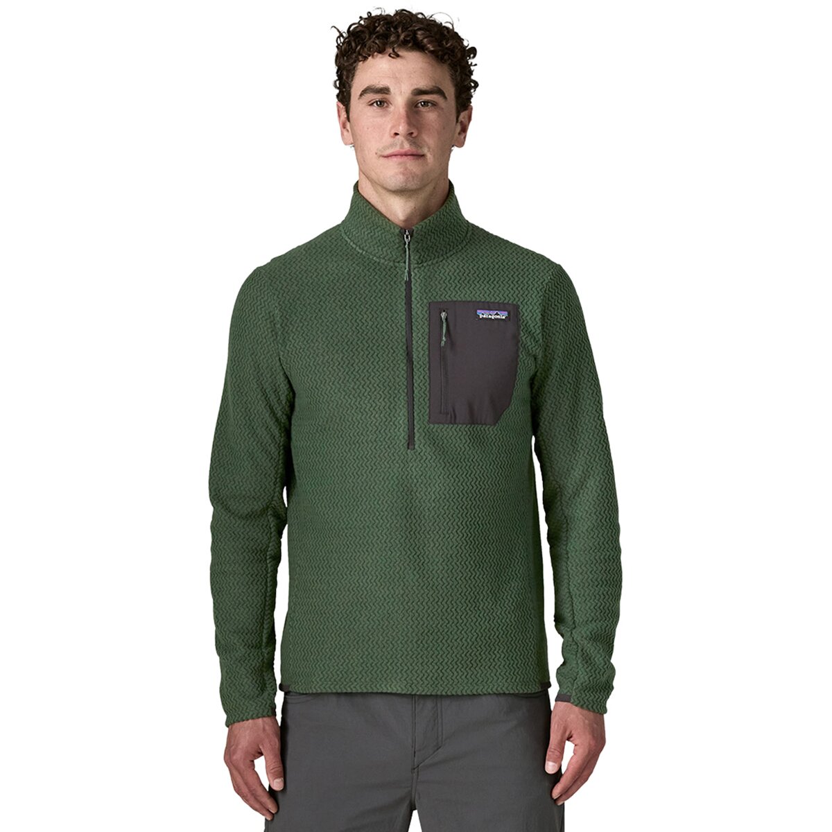 Image of Patagonia R1 Air Zip-Neck Fleece Pullover - Men's Treeline Green, XXL