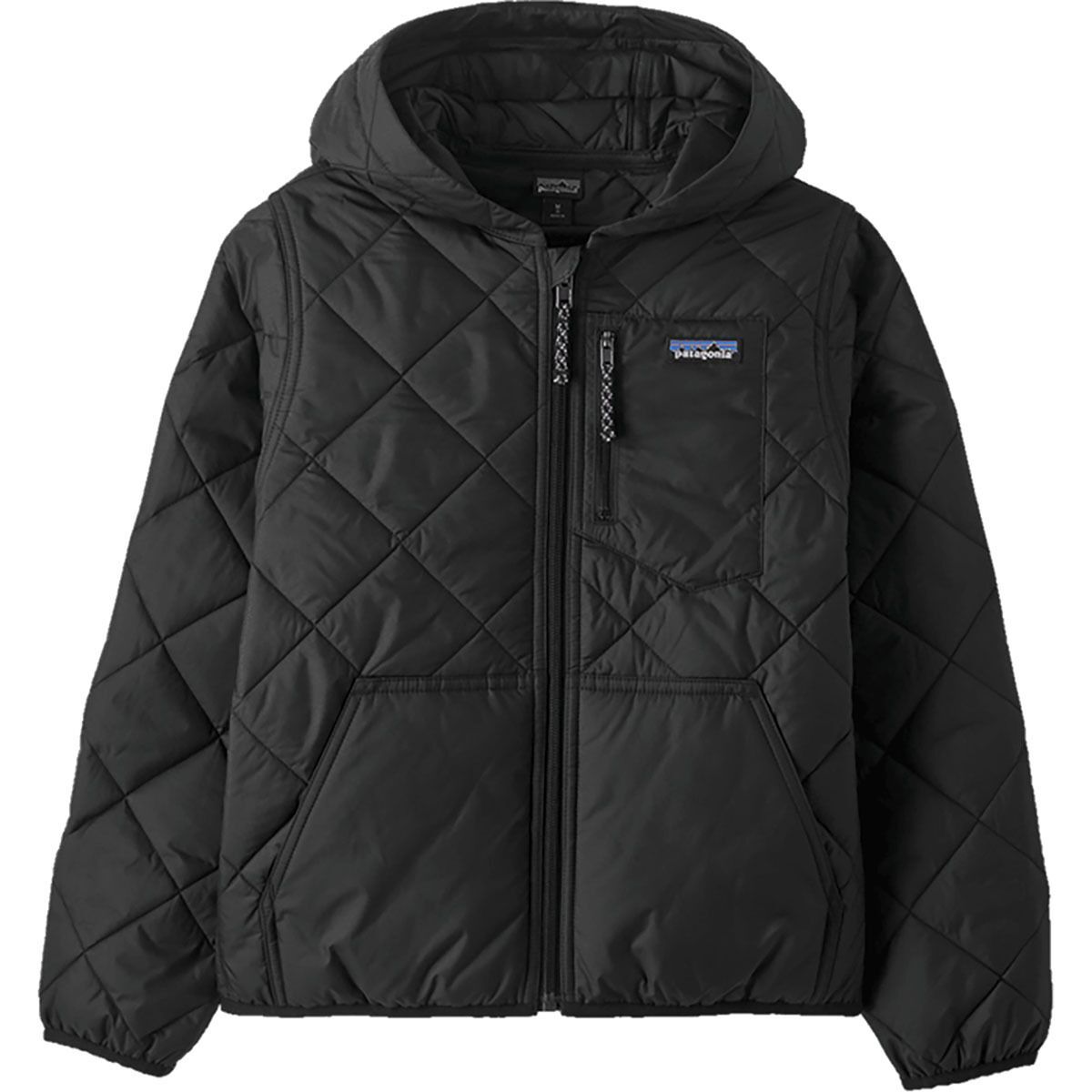 Image of Patagonia Diamond Quilted Hooded Jacket - Kids' Black, XS