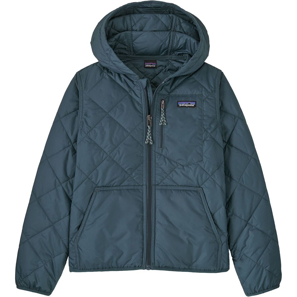 Image of Patagonia Diamond Quilted Hooded Jacket - Kids' Summit Blue, M