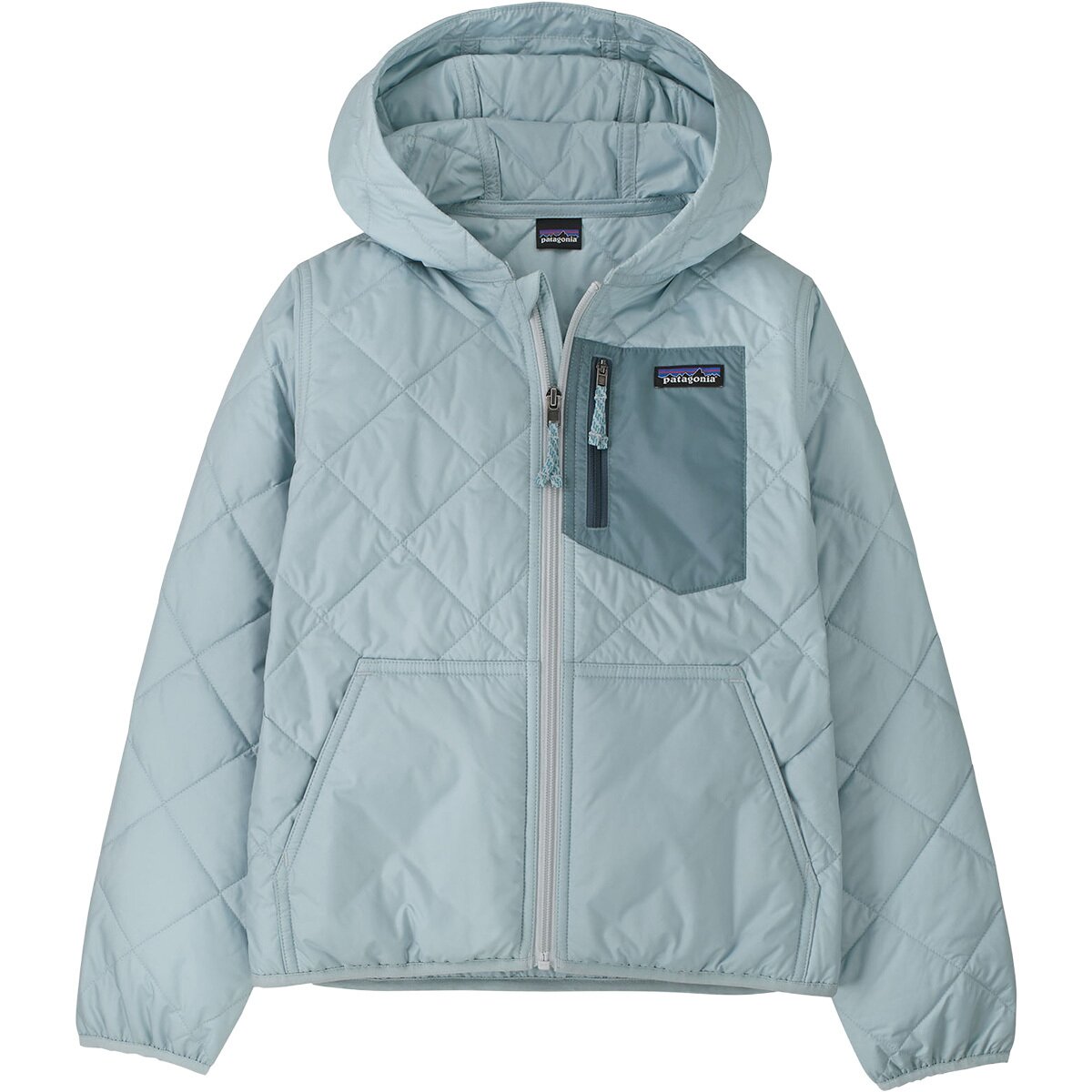 Image of Patagonia Diamond Quilted Hooded Jacket - Kids' Virtually Blue, M