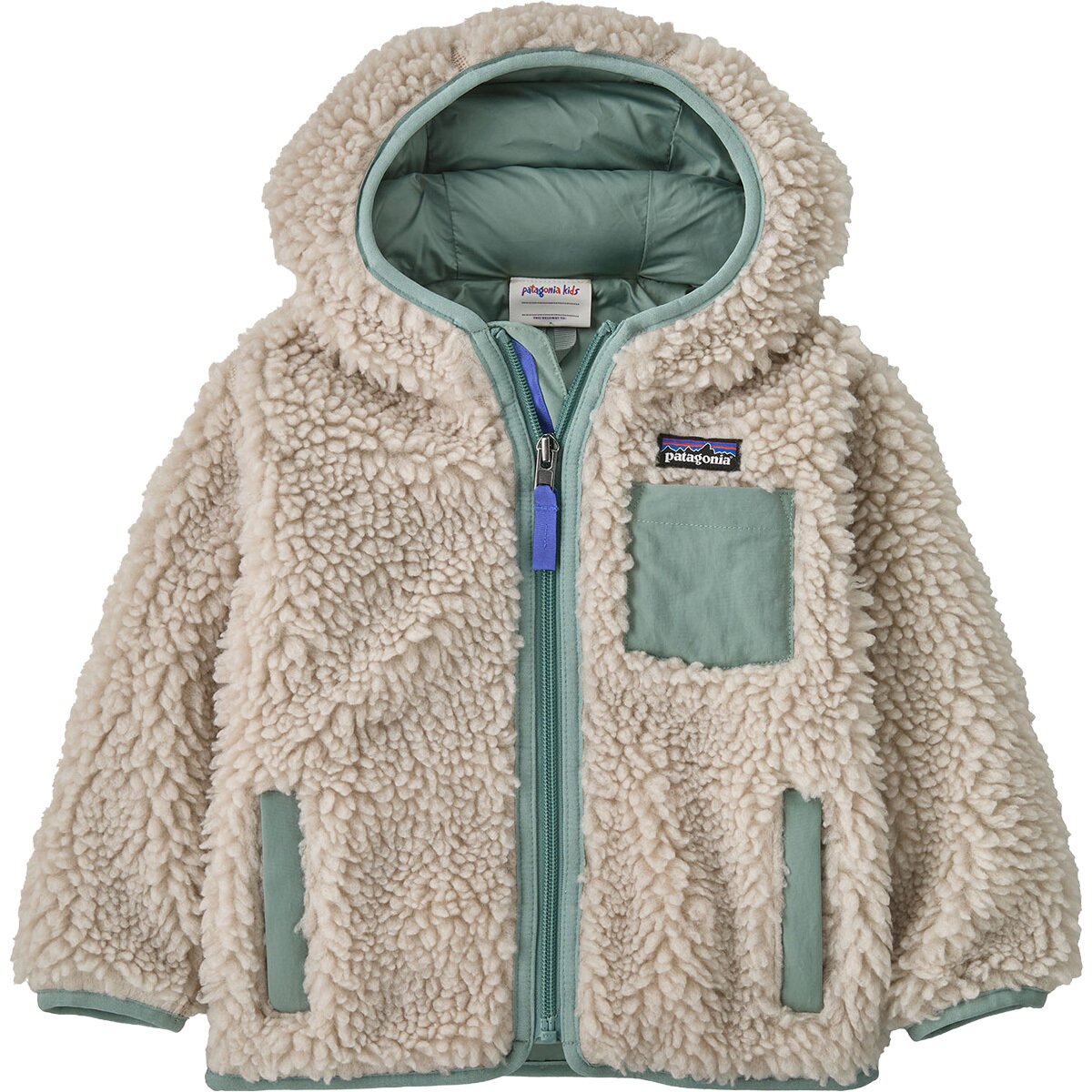 Image of Patagonia Retro-X Hooded Jacket - Infants' Natural w/Cover Green, 18M