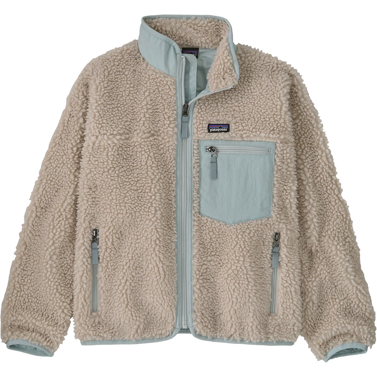 Image of Patagonia Retro-X Jacket - Kids' Natural w/Virtually Blue, XXL
