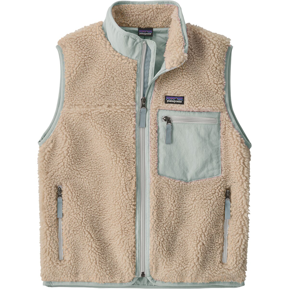 Image of Patagonia Retro-X Vest - Kids' Natural w/Virtually Blue, L