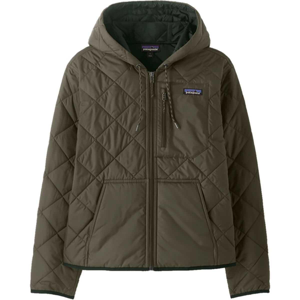Image of Patagonia Diamond Quilted Bomber Hooded Jacket - Women's Basin Green, M