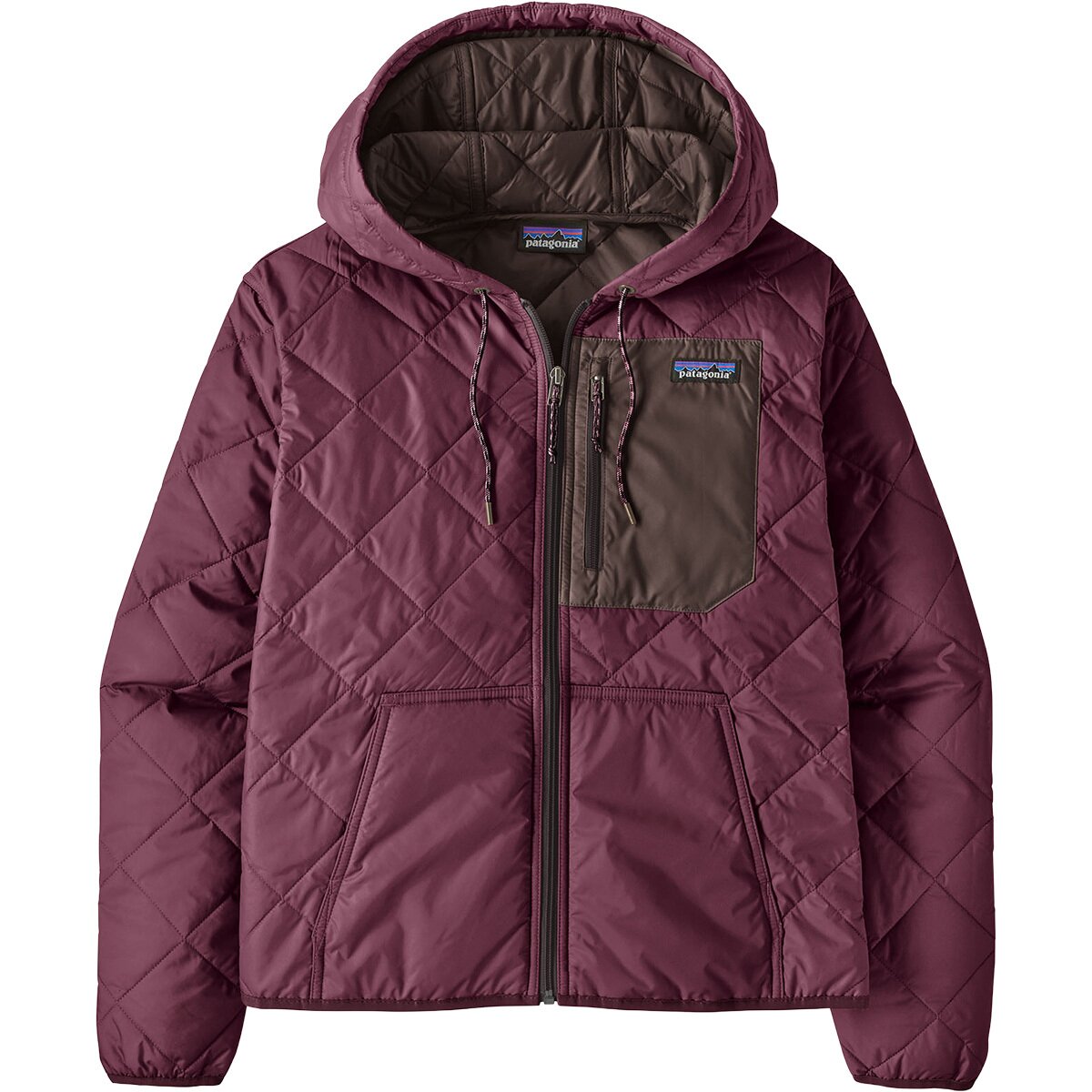 Image of Patagonia Diamond Quilted Bomber Hooded Jacket - Women's Berry Fig, S