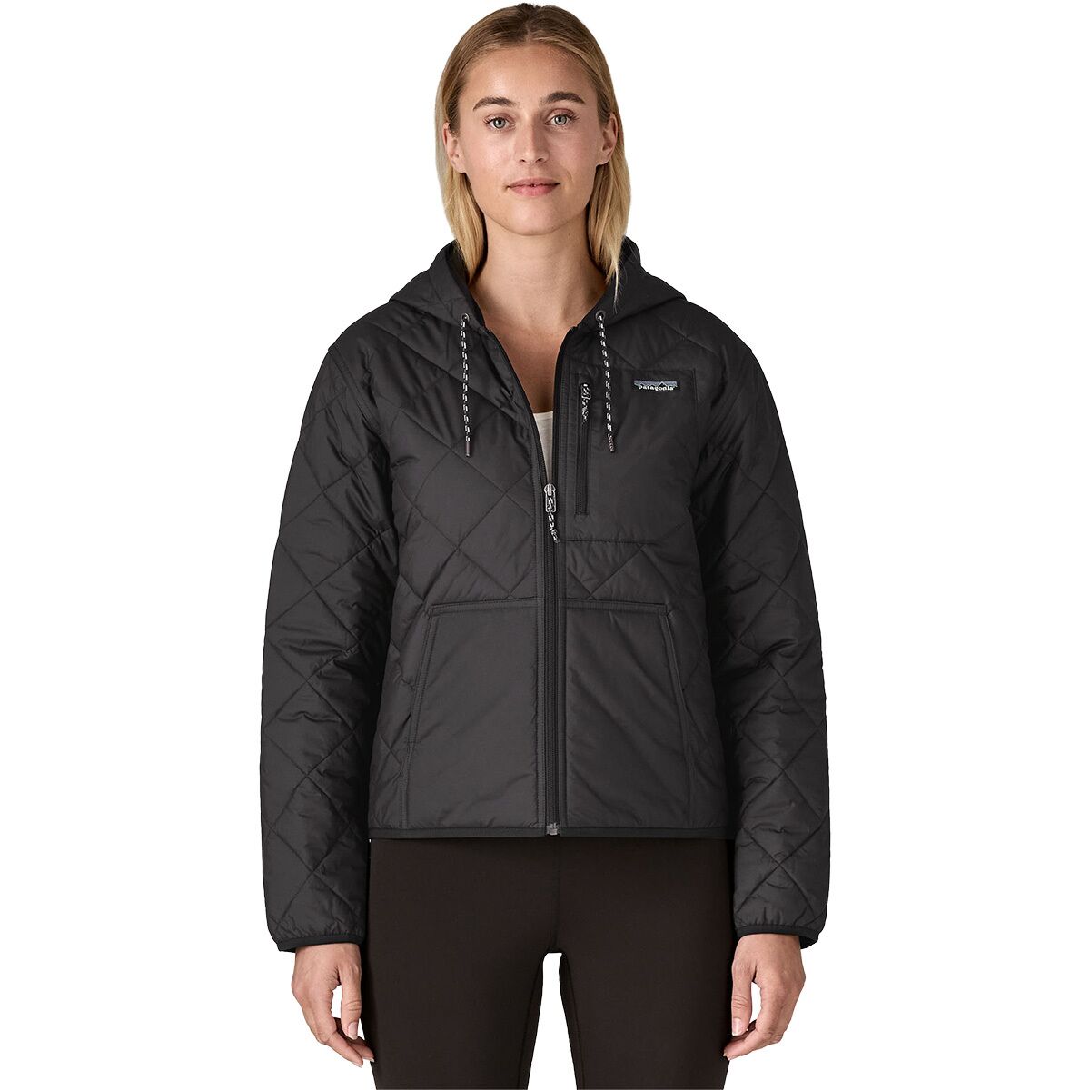 Image of Patagonia Diamond Quilted Bomber Hooded Jacket - Women's Black, M