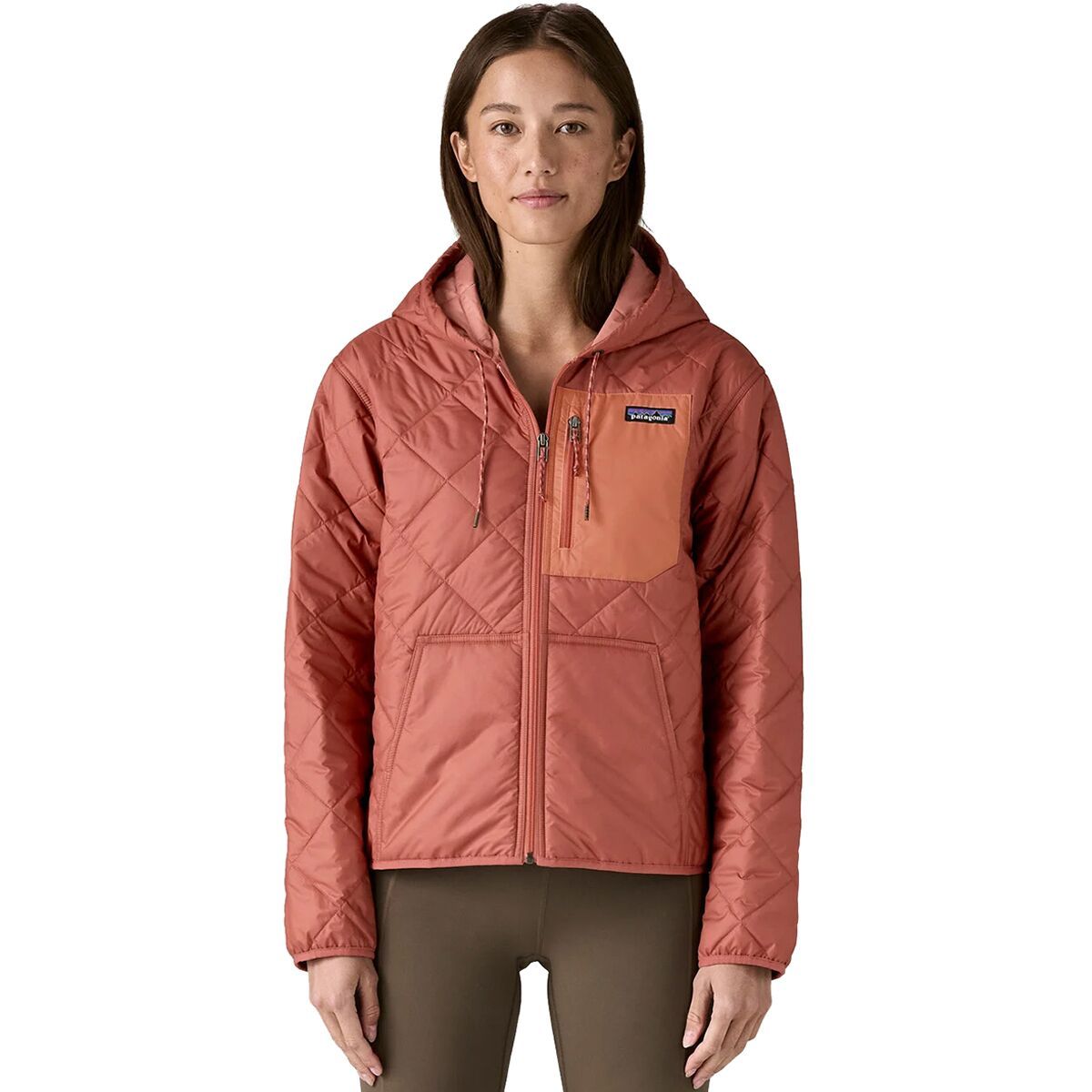 Image of Patagonia Diamond Quilted Bomber Hooded Jacket - Women's Potters Red, XL
