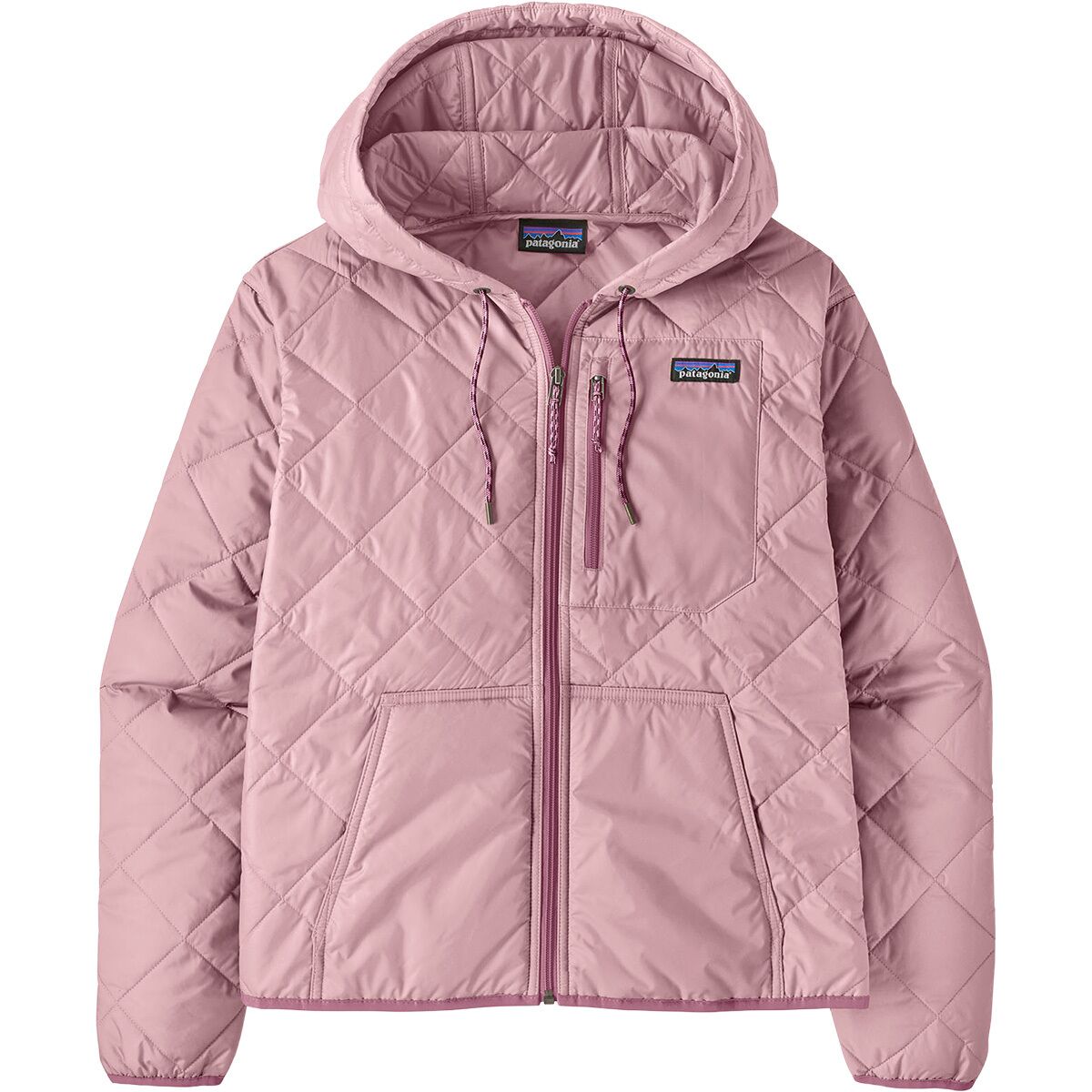 Image of Patagonia Diamond Quilted Bomber Hooded Jacket - Women's Quiet Violet, L