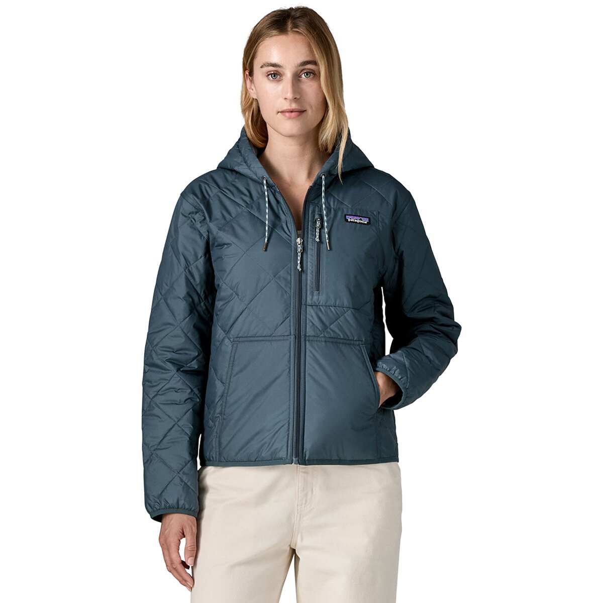 Image of Patagonia Diamond Quilted Bomber Hooded Jacket - Women's Summit Blue, S