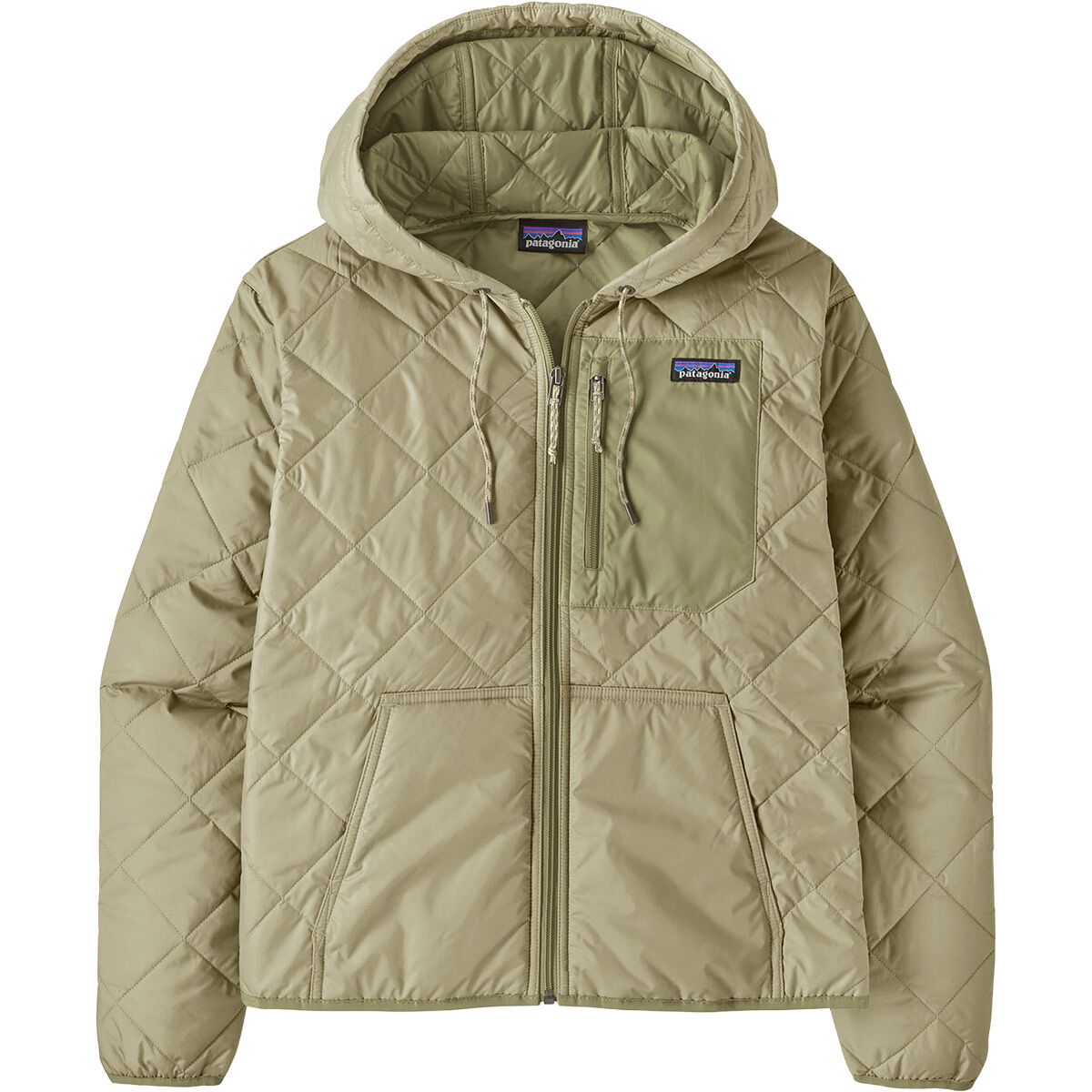 Image of Patagonia Diamond Quilted Bomber Hooded Jacket - Women's Weathered Stone, S
