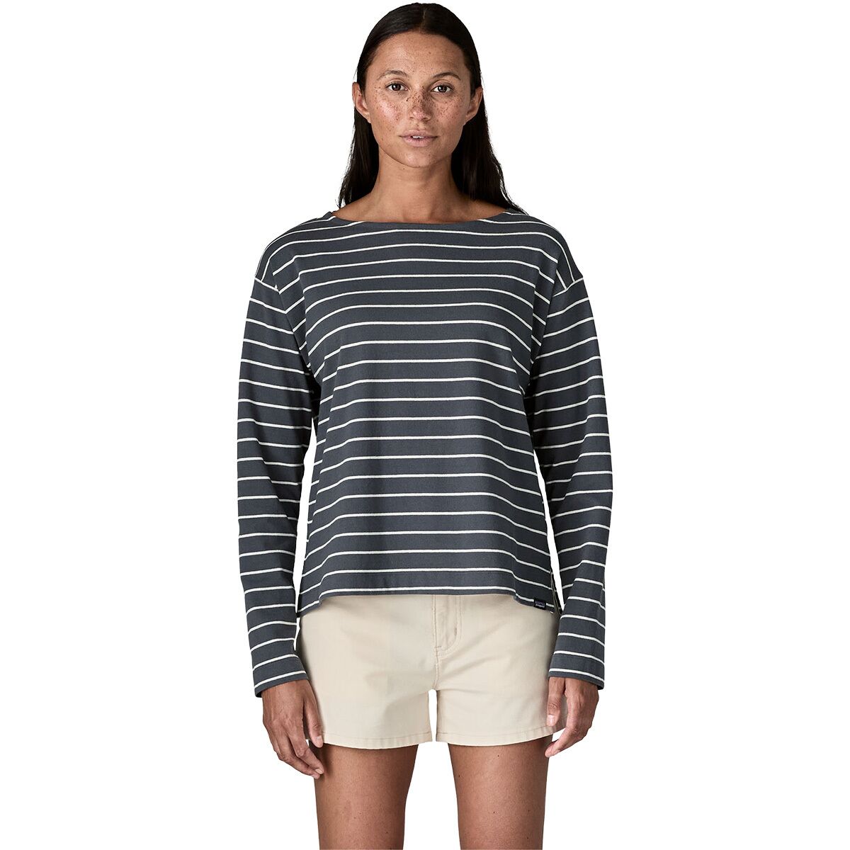 Image of Patagonia Long-Sleeve Mariner Top - Women's Boat Stripe/Smolder Blue, XL