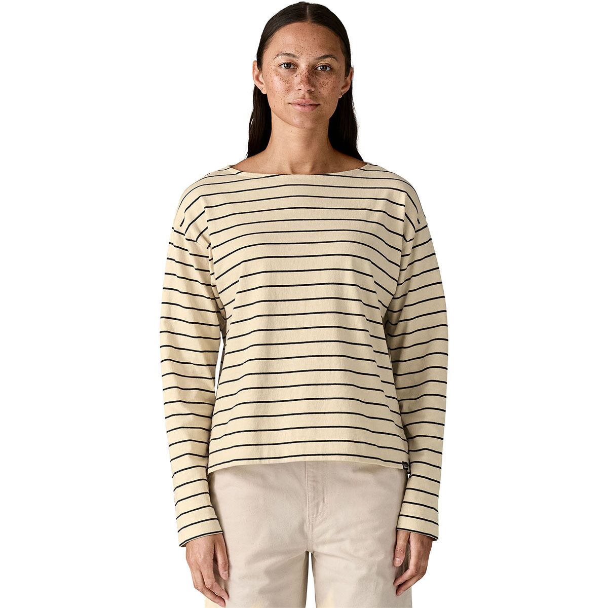 Image of Patagonia Long-Sleeve Mariner Top - Women's Boat Stripe: Sunken Blue, L